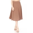 thumbnail image 1 of Moa Collection Women's Solid Flared Lightweight Elastic High Waist Midi A-line Skirt, 1 of 6