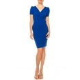 thumbnail image 1 of Moa Collection Women's Solid Sheath Dress with a Deep V-Neckline and Puff Sleeves, 1 of 6