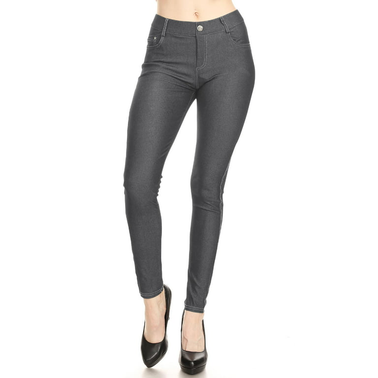 Moa Collection Women's Stretch Jeggings with Pockets Slimming Pull On Jean  Jeggings Long Pant 