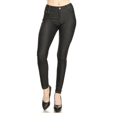 Women's Stretchy Comfy Pockets Solid Skinny Jeggings Jean Pants S-3XL