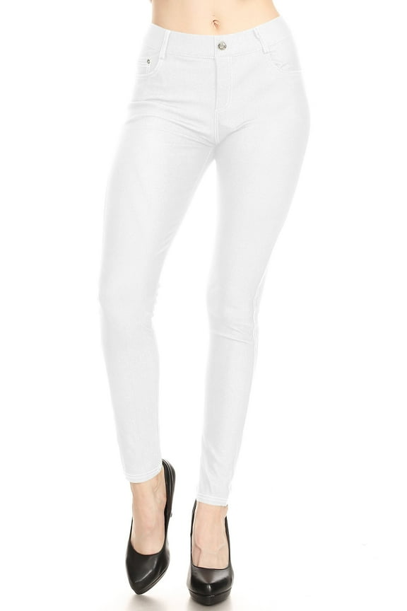 Women's Stretchy Comfy Pockets Solid Skinny Jeggings Jean Pants S-3XL