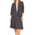 thumbnail image 1 of Women's Two-Piece Suit Set ? 3/4 Sleeve Fitted Blazer and Midi Skirt, 1 of 5