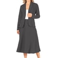 thumbnail image 1 of Moa Collection Women's Two Piece Set Solid Long Sleeve Casual Blazer Relaxed A-Line Midi Skirt, 1 of 7