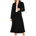 thumbnail image 1 of Moa Collection Women's Two Piece Set Solid Long Sleeve Casual Blazer Relaxed A-Line Midi Skirt, 1 of 7