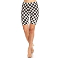thumbnail image 1 of Moa CollectionWomen's Casual Checkered Plaid Band Waist Stretch Biker Shorts, 1 of 4