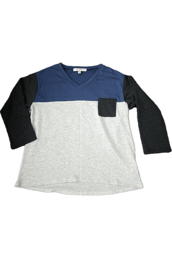 Big Girls Long-Sleeve Tee Size Large Heather Charcoal Blue Denim Heather Ivory