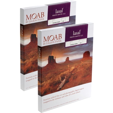 Moab 2 Pack Lasal Photo Matte, Double Sided, Bright White Archival Inkjet Paper, 235gsm, 5x7", 50 Sheets
