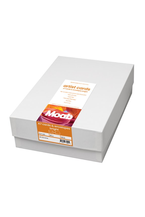 5x7" A7 190gsm Double Sided Artist Cards with Envelopes, Bright White, 100-Pack