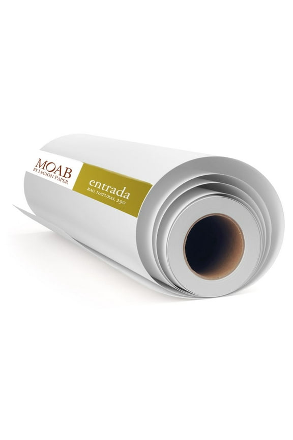 Entrada Rag Fine Art, 1-Side Bright White Matte Inkjet Paper, 21 mil., 290gsm, 44"x40' Roll