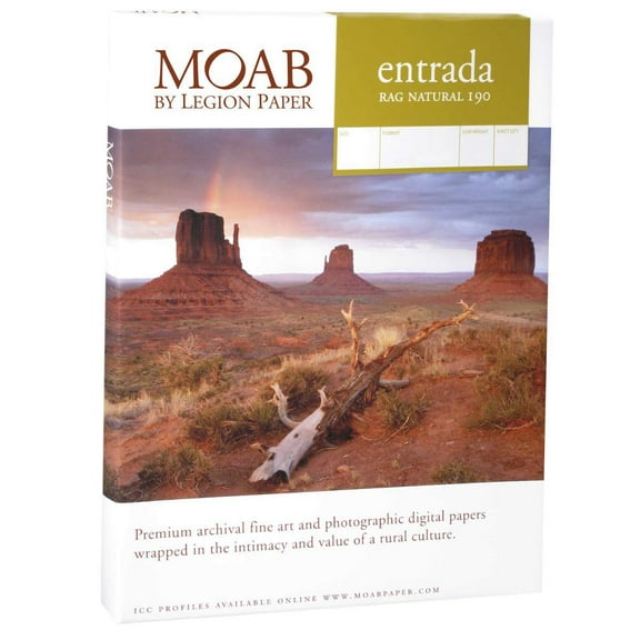 Moab Entrada Rag Fine Art, 2-Side Natural Matte Inkjet Paper, 15.5 mil., 190gsm, 8.3x11.7" (A4), 25 Sheets