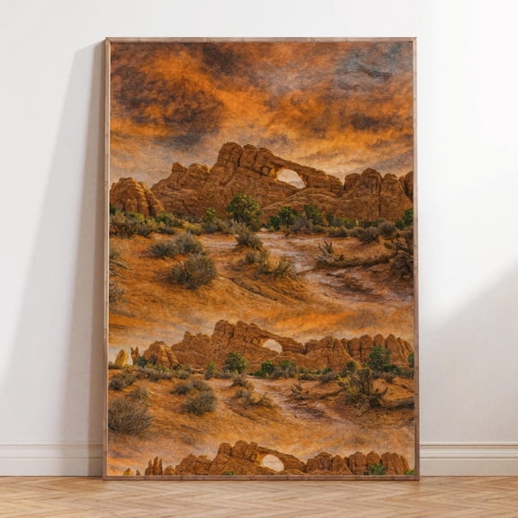 Moab Utah Desert Arch Nature Landscape Wall Art, Unframed Paper Print Size 8x12