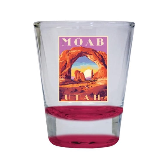 Moab Utah Design A Souvenir 2 oz Round Shot Glass Red