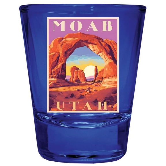 Moab Utah Design A Souvenir Full Color 2 oz Round Shot Glass Blue