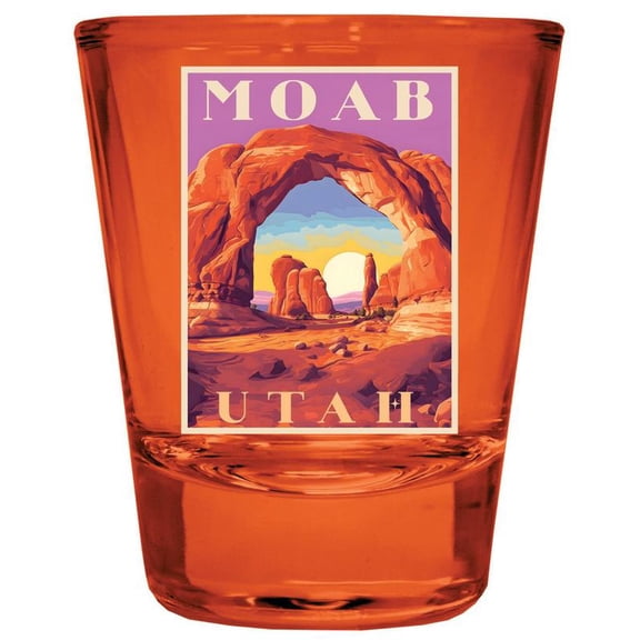 Moab Utah Design A Souvenir Full Color 2 oz Round Shot Glass Orange