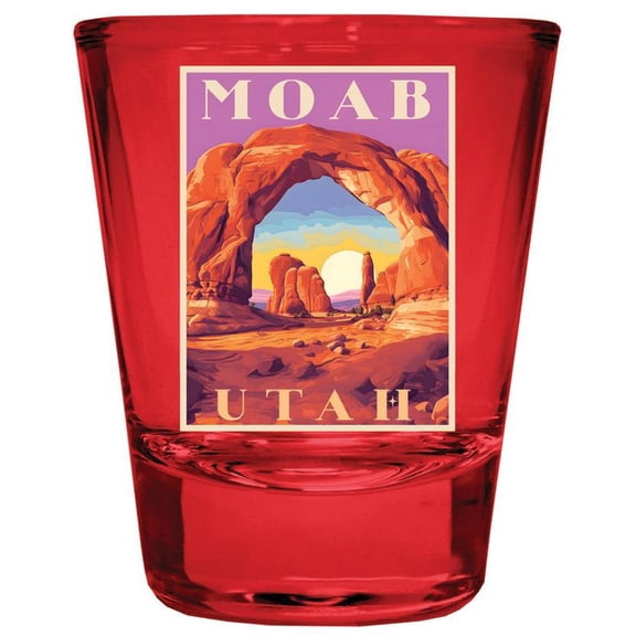 Moab Utah Design A Souvenir Full Color 2 oz Round Shot Glass Red