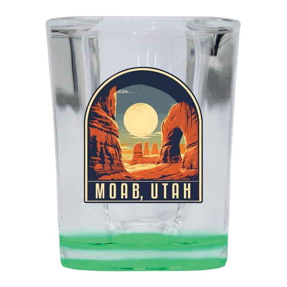 Moab Utah Design B Souvenir 2 oz Square Shot Glass Green