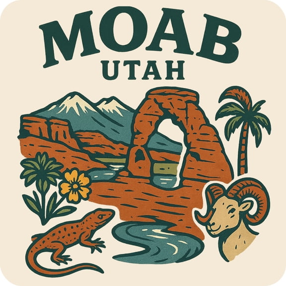 Moab Utah Keepsakes Souvenir Vinyl Sticker – Destination Travel Keepsake Collectible (3-Inches Wide)