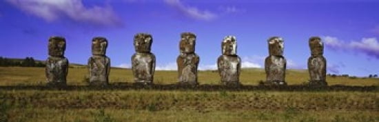 Moai Easter Island Chile Canvas Art - Panoramic Images (36 x 12)