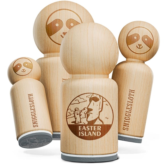 Moai Easter Island Landmark Destination Circle Rubber Stamp for Stamping Crafting Planners - 1/2 Inch Mini