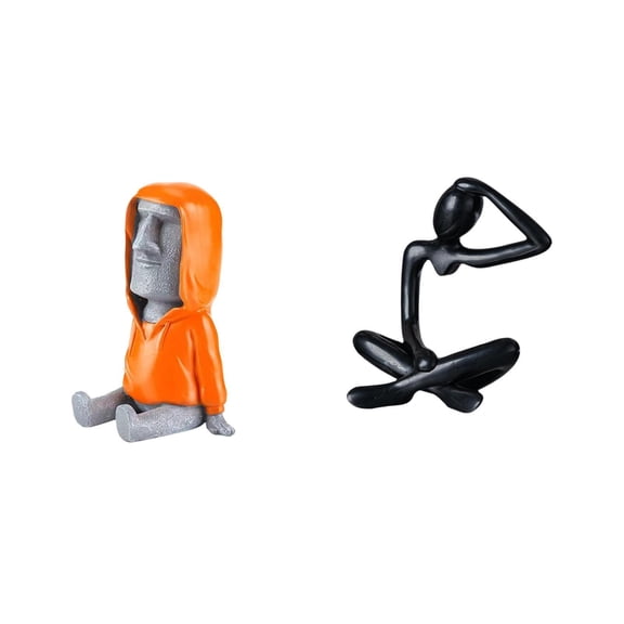 Moai Head Statue Easter Island Statue Thinker Abstract Sculpture Resin Finish Suitable for Desktop Bookshelf Bedroom
