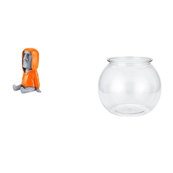 Moai Head Statue Fish Tank Vase Resin Antique Sculpture Creative Design for Bedroom Living Room Table Display