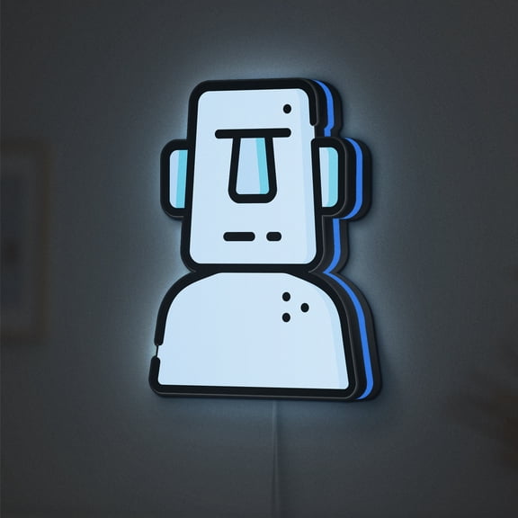 Moai LED Lightbox - Easter Island Chile Landmark Decor, Custom Led Sign for Home Office Shop Decor (Width 8 inch, 20cm)