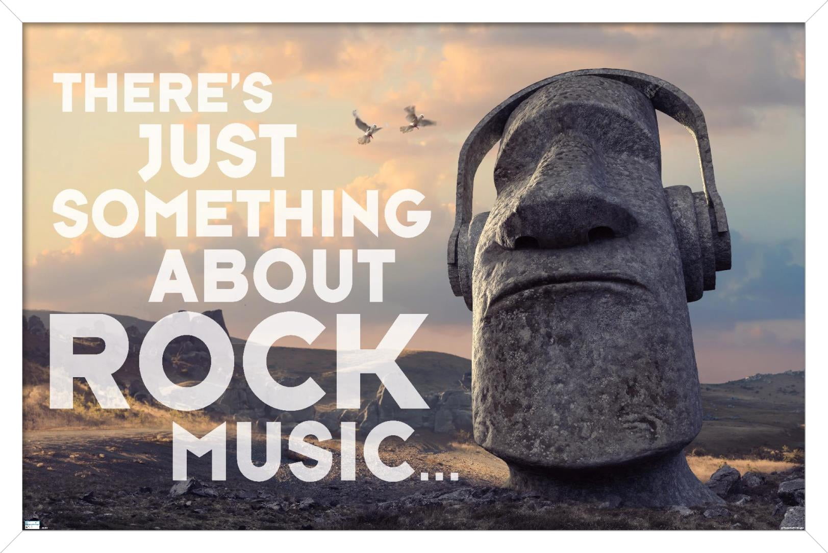 Moai Statue - Music Wall Poster, 14.725" x 22.375", Framed