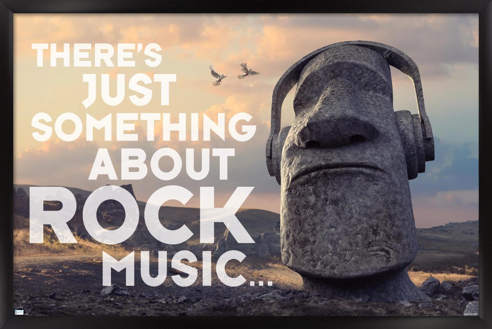 Moai Statue - Music Wall Poster, 14.725" x 22.375", Framed
