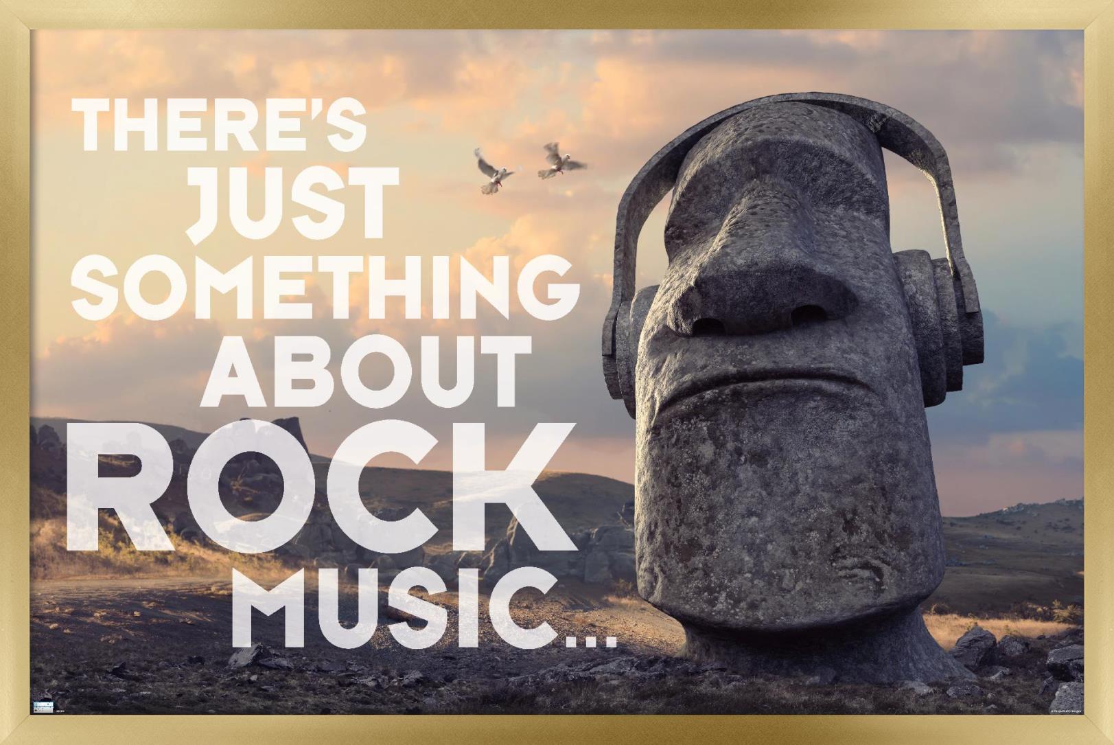 Moai Statue - Music Wall Poster, 14.725" x 22.375", Framed