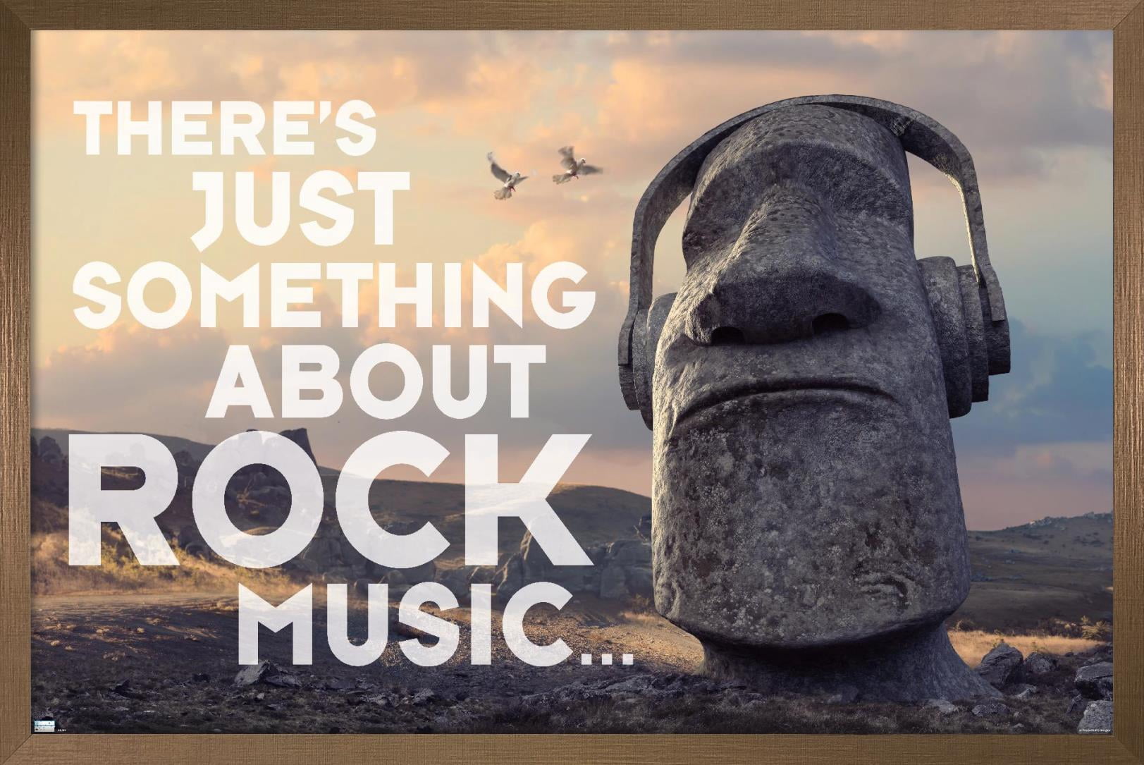 Moai Statue - Music Wall Poster, 22.375" x 34", Framed