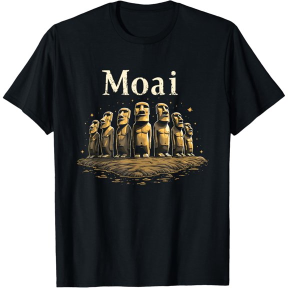 Moai Statues Rapa Nui Stone Heads Historical Monuments Shirt BLACK Unisex S-5XL