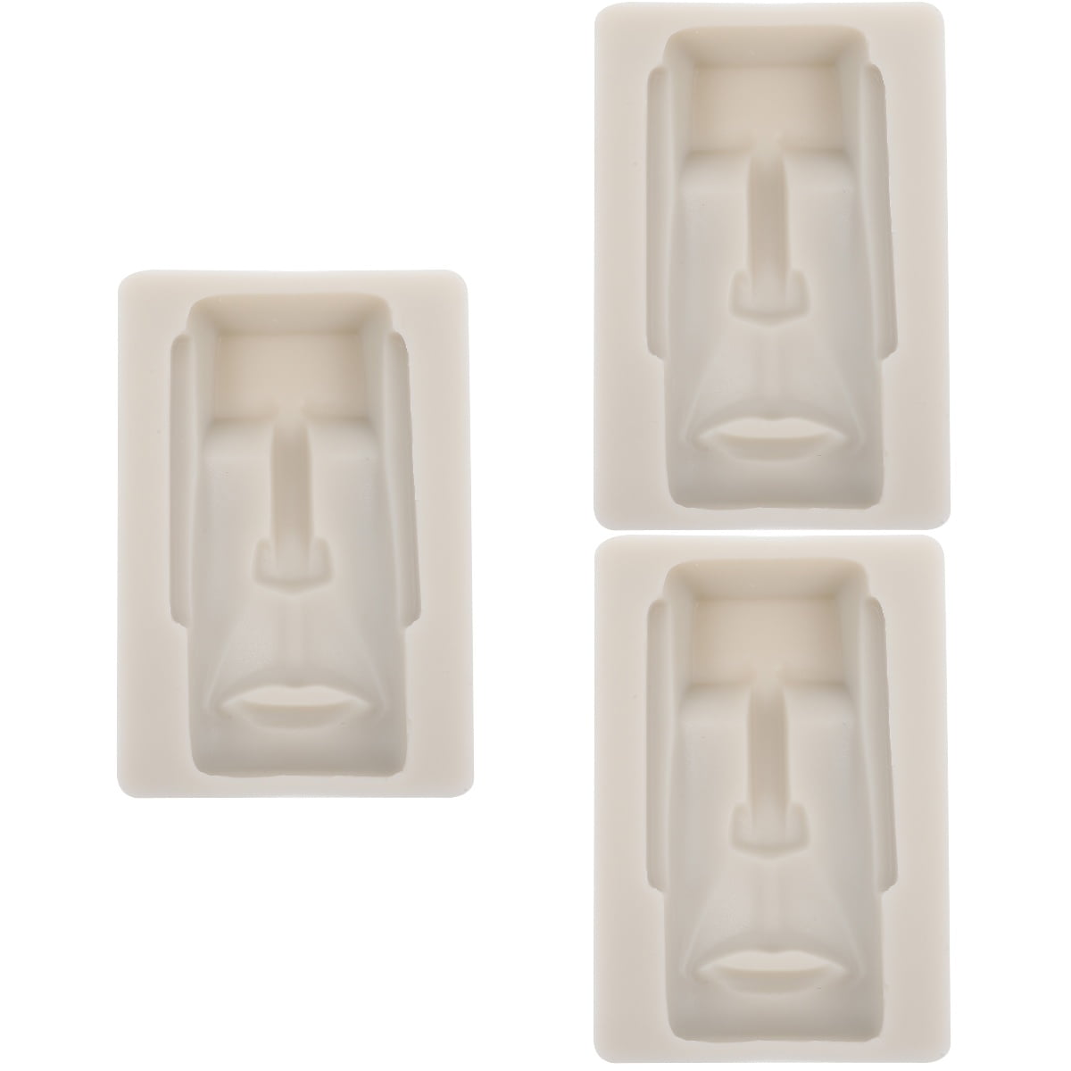 Moai Stone Statue Mold Easter Island Head Candle 3 Pieces Cake Clay