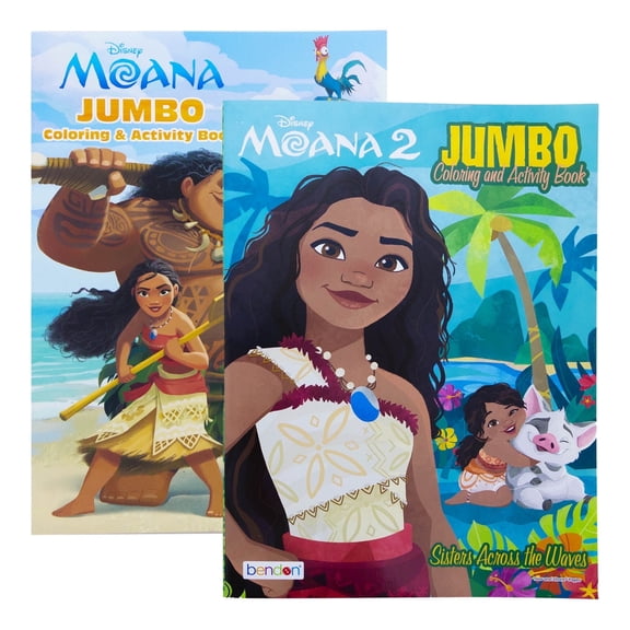 Moana 2 Coloring Book 2 Titles, Fun Game Workbook for Learning Drawing Coloring, 80 Pages, 2-Pack