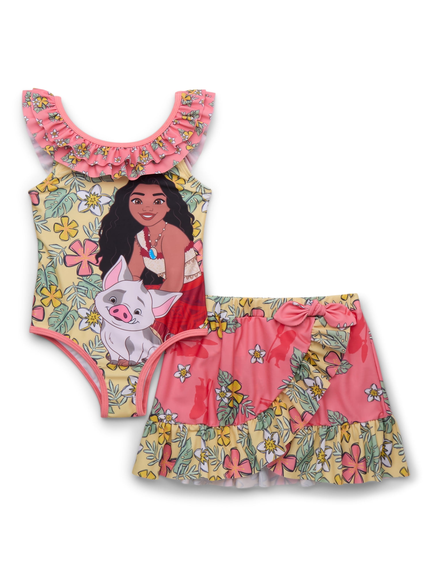 Moana 2 Toddler Girl Ruffle One- Piece Swimsuit and Sarong Moana 2 Toddler Girl Ruffle One- Piece Swimsuit and Sarong