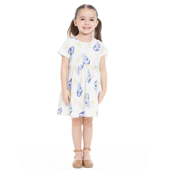 Moana 2 Toddler Girl Graphic Print Skater Dress with Short Sleeves, Sizes 12M-5T