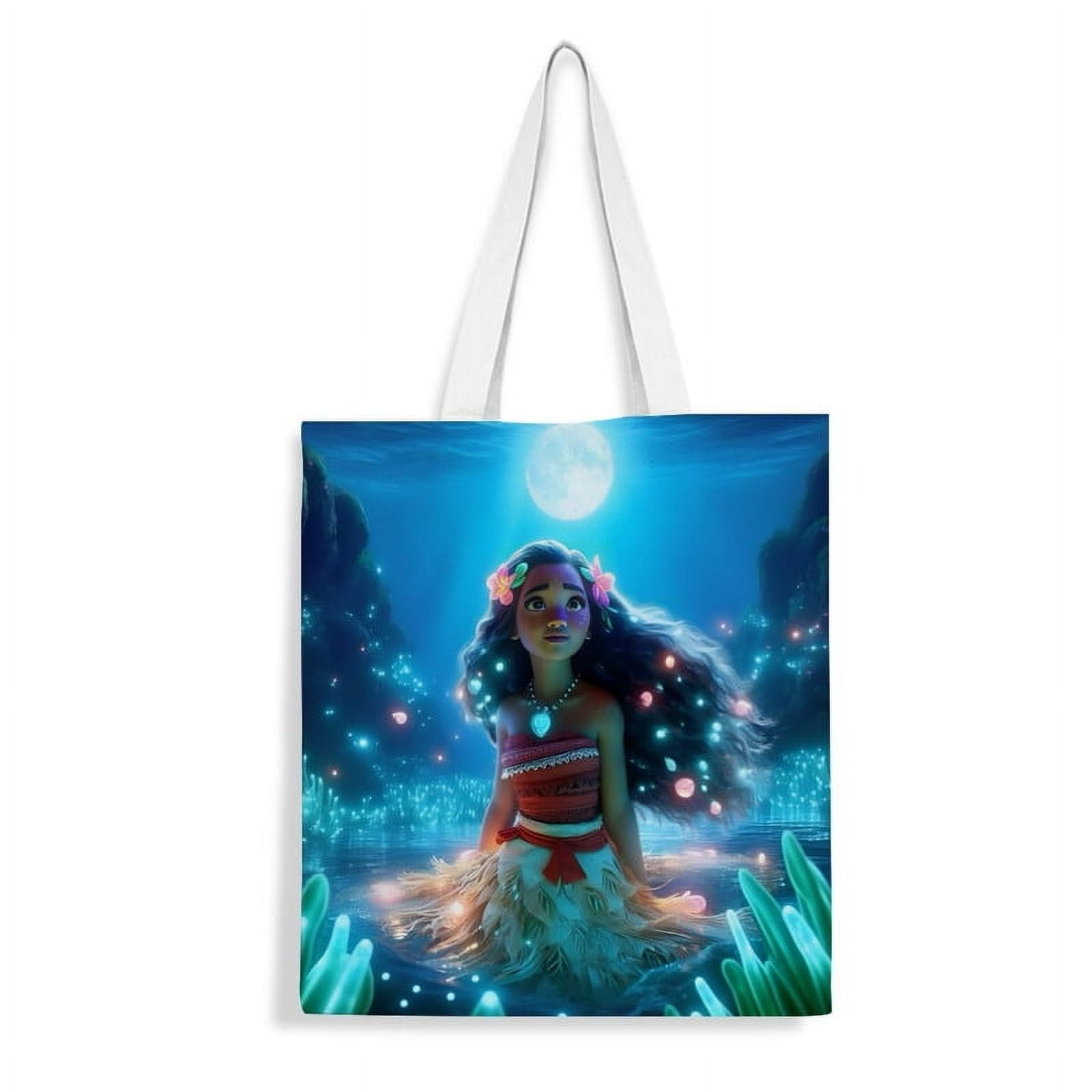 EAMONY Moana 2 canvas Tote Bag for Women Aesthetic Cute Cat Shopping Grocery Reusable Bags with Inner Zipper Women GMoana 2t 13.8 x 15.8 inches35x40cm