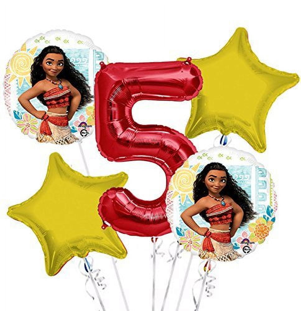 GUARANTEEING100PERCENTNOWTM Moana Balloon Bouquet 5th Birthday 5 pcs - Party Supplies