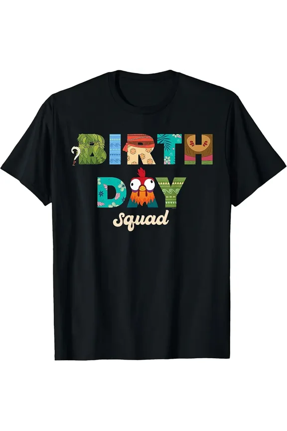 Moana Big Letters Birthday Squad Party Celebration T-Shirt Z10150, for Men & Women, up to Size 5XL