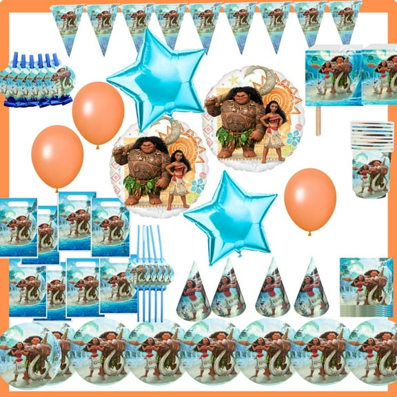 Moana Birthday Party Decoration and Balloon Set - 85-Piece for 10 Guest