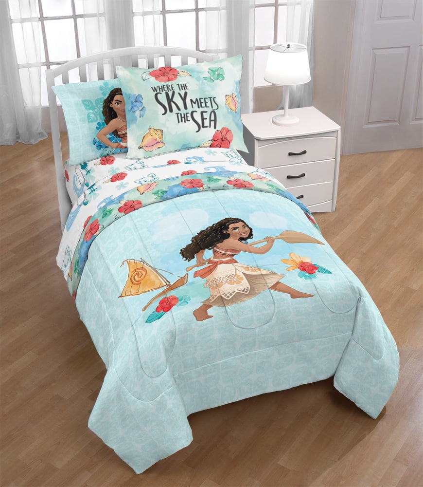 Moana Blue Tropical Bed in a Bag Kids Bedding Set w/ Reversible Comforter
