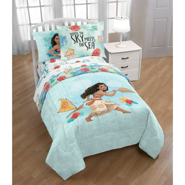 Moana Blue Tropical Bed in a Bag Kids Bedding Set w/ Reversible Comforter