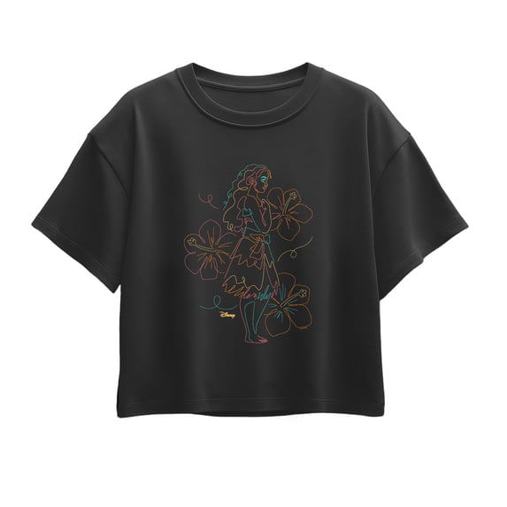 Moana - Colorful Line Drawing - Youth Girls Boxy T-Shirt