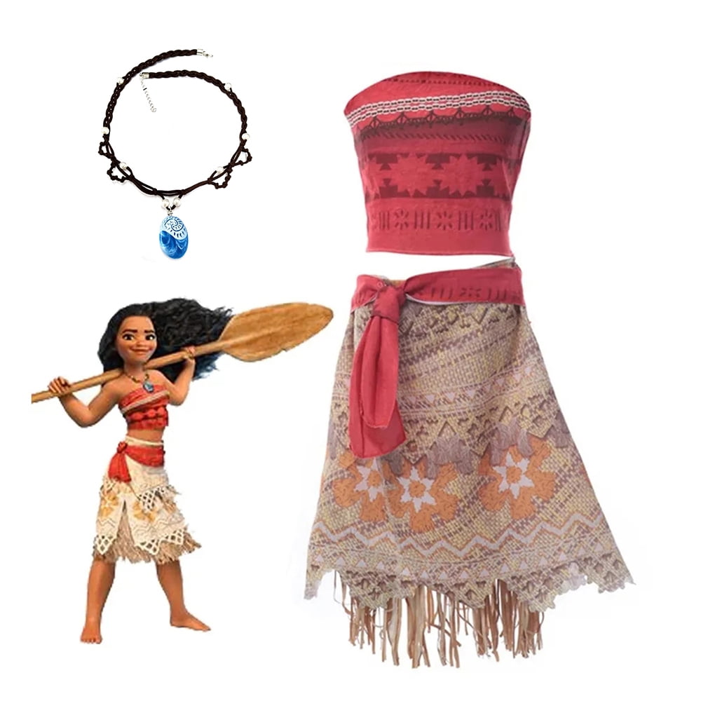 Polynesia Princess Moana cosplay costume Outfits Halloween dress movie Adult  Kids Size with free necklace custom made G - AliExpress