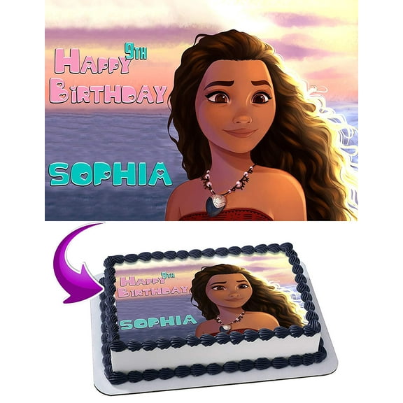 Moana Disney Edible Cake Image Topper Personalized Birthday Party 1/4 Sheet