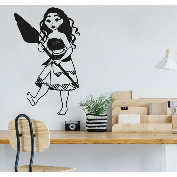 Moana Disney Princess Beautiful Silhouette Moana Of Motonui Vinyl Wall Art Sticker Wall Decal Home Kids Room Study Room Boys Girls Room Wall Décoration Design Wall Décor Decal Size (20x18 inch)