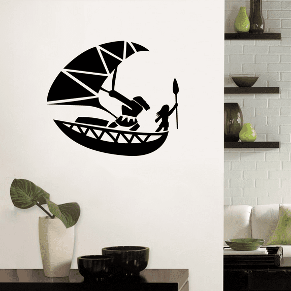 Moana Disney Princess And Mauia Sailing Way Finding Silhouette Vinyl Wall Art Sticker Wall Decal Home Kids Room Study Room Boys Girls Room Wall Décoration Design Wall Décor Decal Size (8x10 inch)