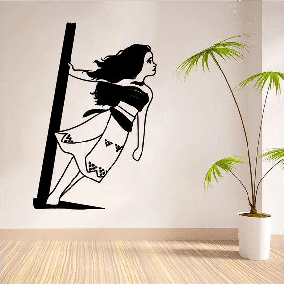 Moana Disney Princess Silhouette Moana Of Motonui Sailing Way Finding Vinyl Wall Art Sticker Decal Home Kids Room Study Room Boys Girls Room Wall Décoration Design Wall Décor Decal Size (30x22 inch)