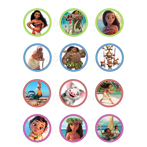 Moana Edible Cupcake Toppers (12 Images)