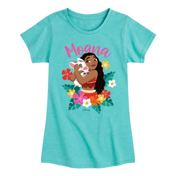 Moana - Floral Script - Youth Girls Fitted Short Sleeve T-Shirt