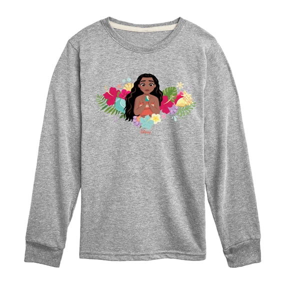 Moana - Floral - Youth Boys Long Sleeve Graphic T-Shirt